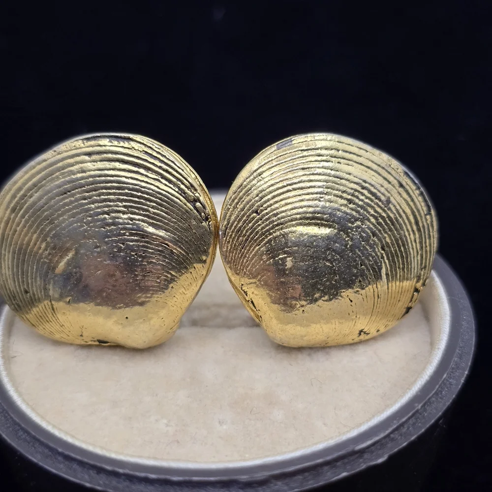 Sterling Charles Walker Original Clam Shell Cufflinks Vermeil Heavy